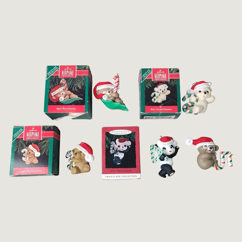 Hallmark Keepsake Ornament Lot 1990-1994 Childs Age Collection 1st-5th Christmas